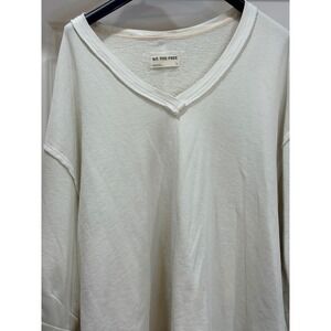 WE THE FREE Oversized V Neck Sweatshirt Cream Casual Pullover Top Womens S